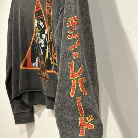 Junk food Def Leppard graphic vintage cropped gray pullover sweatshirt large top - Picture 4 of 6